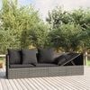 vidaXL Outdoor Lounge Bed Grey Poly rattan, powder-coated steel, fabric