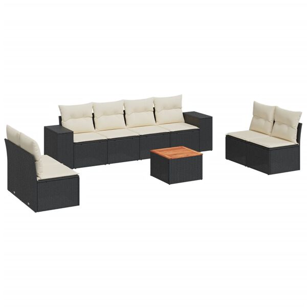 vidaXL Garden Sofa Set Black and Cream