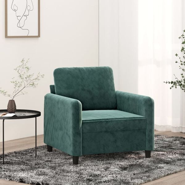 vidaXL Sofa Chair Dark Green Velvet (100% polyester), metal, foam Single