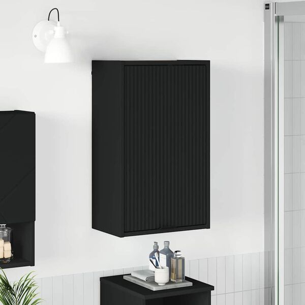 vidaXL Bathroom Cabinet Wall-mounted Black 15.35 x 9.25 x 25.59 in