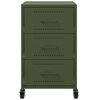 vidaXL Bedside Cabinet Olive Green Cold-rolled steel Medium