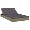 vidaXL Sunbed Grey PE Rattan, Powder-Coated Steel Double Foldable