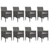 vidaXL Dining Set Grey Poly rattan, tempered glass, powder-coated steel