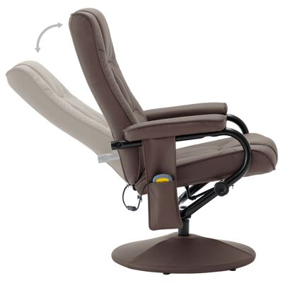 vidaXL Massage Chair with Foot Stool Brown Faux Leather