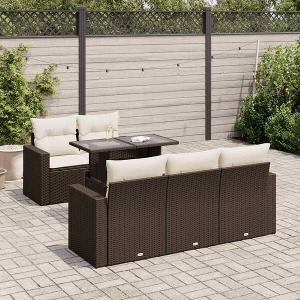 vidaXL Garden Sofa Set Brown PE Rattan Large Adjustable Feet