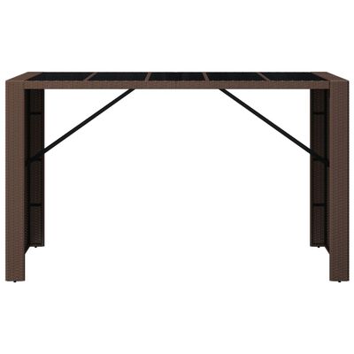 vidaXL Bar Table with Glass Top Brown 72.8"x31.5"x43.3" Poly Rattan