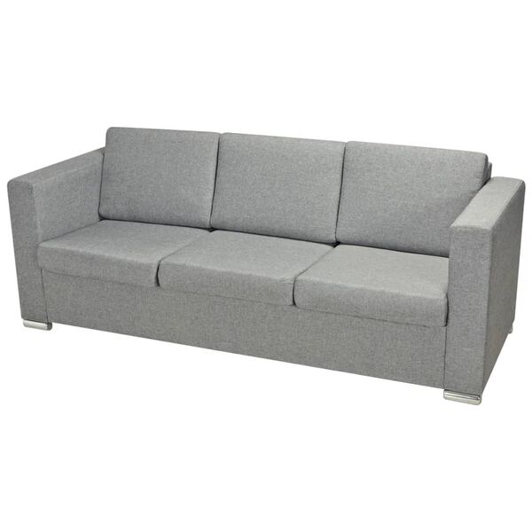 vidaXL Sofa Light grey Polyester fabric, Wooden frame, Chrome-plated legs