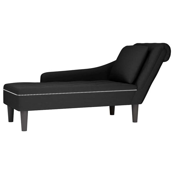 vidaXL Chaise Lounge Black Velvet, Plywood, Plastic Standard