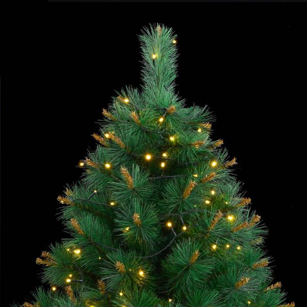 vidaXL Artificial Hinged Christmas Tree Green and Yellow PVC, Metal Medium