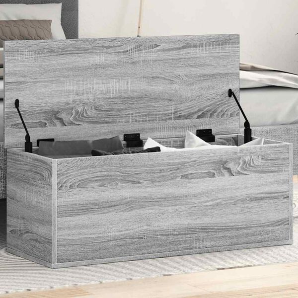 vidaXL Storage Box Grey Sonoma Engineered wood 35.4x13.8x13.8 in