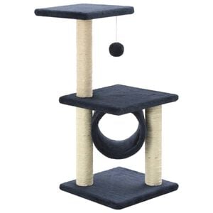 vidaXL Cat Tree Dark Blue Particle board, plush, sisal 25.6 in Durable
