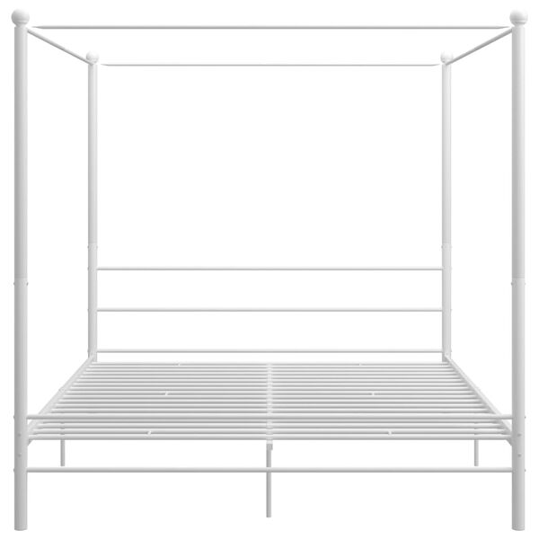 vidaXL Bed Frame White Powder-coated metal 78.7x78.7 in Durable