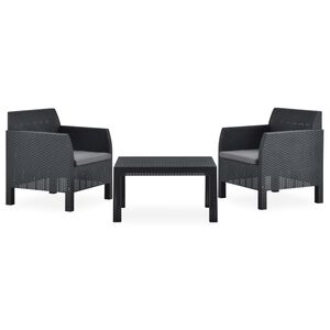 vidaXL Garden Lounge Set Anthracite Polypropylene with rattan look