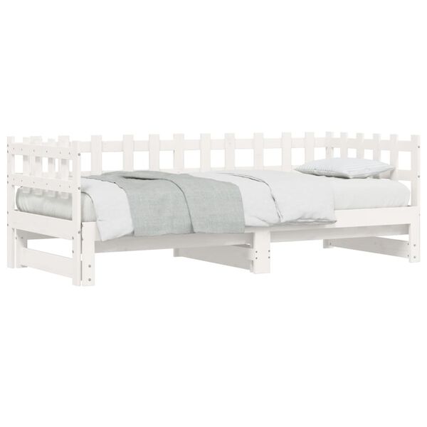 vidaXL Day Bed White Solid pine wood S