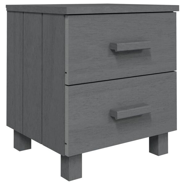 vidaXL Bedside Cabinet Set of 2 Dark Grey Solid Pinewood, MDF