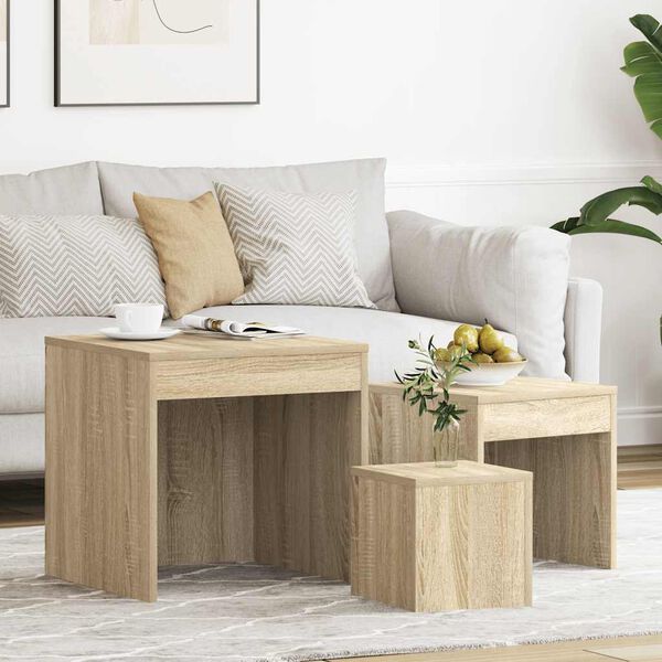 vidaXL Nesting Table Set of 3 Sonoma oak Engineered wood 3 sizes