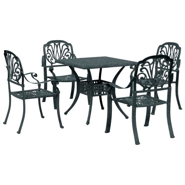 vidaXL Garden Dining Set Green Cast Aluminum Medium Durable