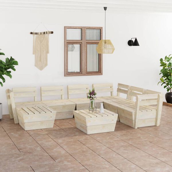 vidaXL Garden Lounge Set Natural Wood Treated Spruce Wood Normal Modular
