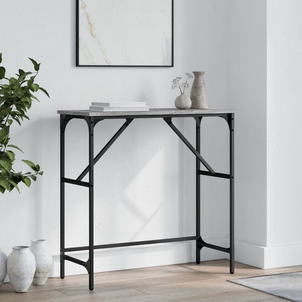 vidaXL Console Table Grey Sonoma Engineered Wood, Metal