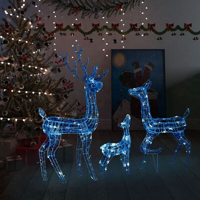 vidaXL Acrylic Reindeer Family Christmas Decoration 300 LED Blue