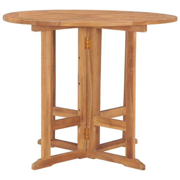vidaXL Dining Table Teak Solid Teak Wood Medium Foldable Dining Table