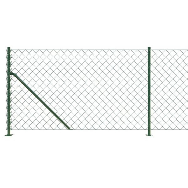 vidaXL Chain Link Fence with Flange Green 2.6x32.8'