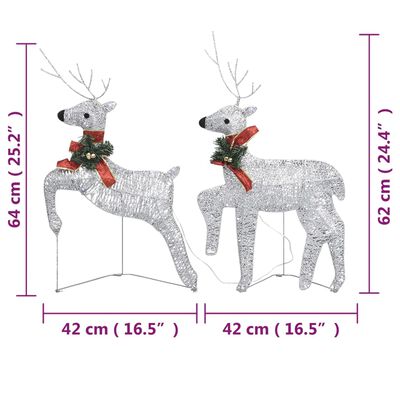 vidaXL Christmas Reindeers 2 pcs Silver 40 LEDs