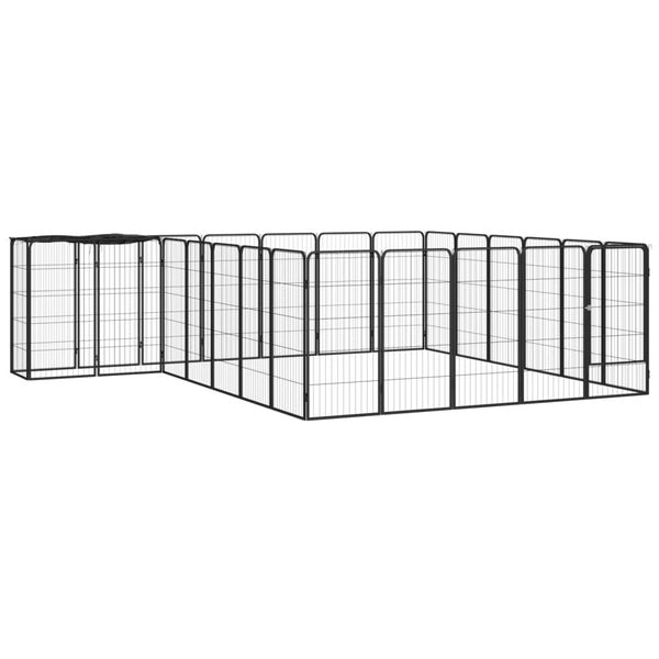 vidaXL Dog Playpen Black Powder-coated steel Large Dog Playpen