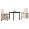 vidaXL Garden Dining Set with Cushion 3 pcs Beige Poly Rattan