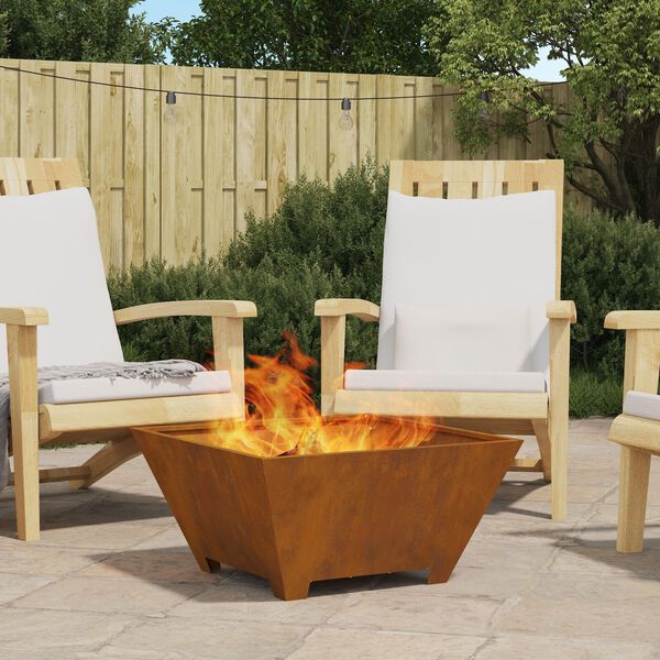 vidaXL Fire Pit Brown 23.62 x 23.62 x 11.81 in Steel