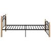 vidaXL Bed Frame Black and Natural Powder-coated Metal, Solid Oak Wood