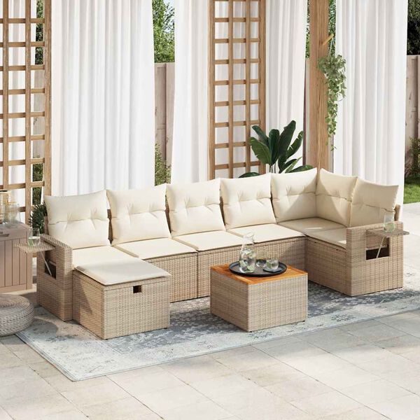 vidaXL Garden Sofa Set Beige and Cream White