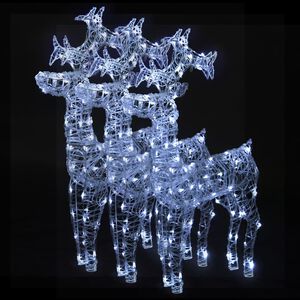 vidaXL Reindeer Christmas Decoration Set of 3 Cool White Acrylic Large