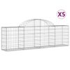 vidaXL Gabion Basket Set of 5 Silver Galvanized iron
