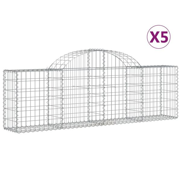 vidaXL Gabion Basket Set of 5 Silver Galvanized iron