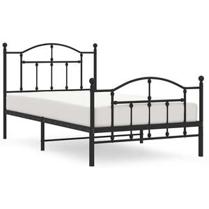 vidaXL Bed Frame Black Powder-coated steel Twin Bed Frame Rectangular