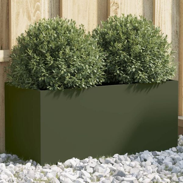 vidaXL Planter Olive Green Cold-rolled Steel Medium Durable Planter
