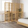 vidaXL Room Divider 6 Panels Brown Solid Wood Paulownia