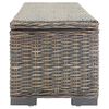 vidaXL Storage Box Grey 43.3 " Natural Kubu Rattan & Solid Wood Mahogany