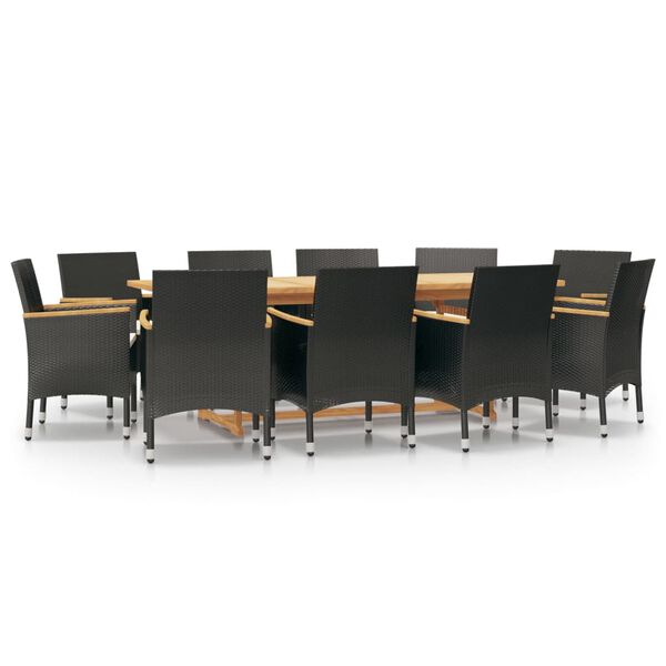 vidaXL Garden Dining Set Black Solid Acacia Wood 11 Piece Durable