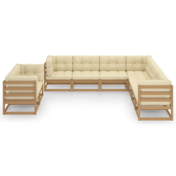vidaXL Garden Lounge Set Honey brown Solid pine wood, 100% polyester fabric