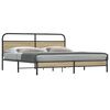vidaXL Bed Frame Smoked Oak Steel, Engineered wood Super King Bed Frame