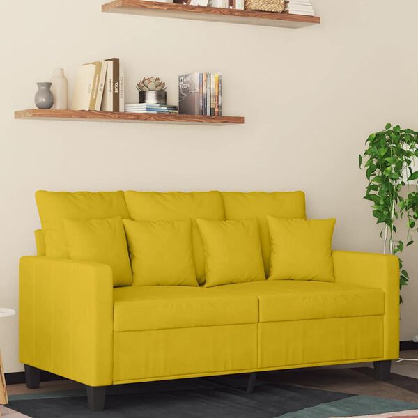 vidaXL 2-seater Sofa Yellow Velvet (100% polyester), metal, textilene