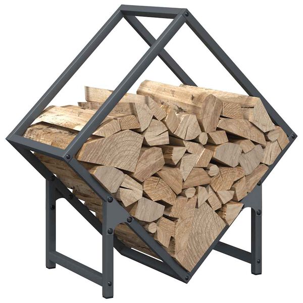 vidaXL Firewood Rack Anthracite 19.7x9.8x19.7" Cold-rolled steel