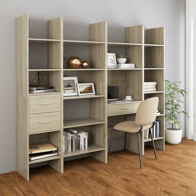 vidaXL Book Cabinet Sonoma Oak 23.6"x13.8"x70.9" Engineered Wood