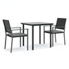 vidaXL Garden Dining Set Black PE Rattan, Steel, Tempered Glass 5 Piece