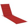 vidaXL Sun Lounger Set of 2 Natural Wood, Red Cushion