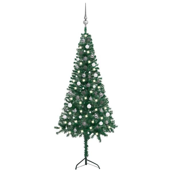 vidaXL Artificial Christmas Tree Green PVC, Steel 5.9 ft tall