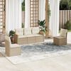 vidaXL Garden Sofa Set Beige PE Rattan Large Adjustable Feet