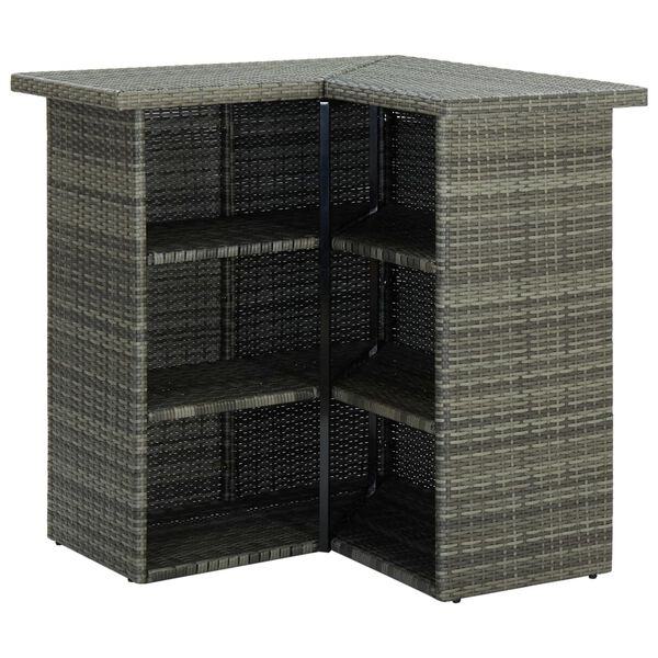 vidaXL Garden Bar Set Grey Poly rattan, powder-coated steel, 100% polyester